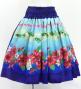 Hula Double Shantung Pa'u Skirt with Hibiscus Print / Luxury Collection / Blue / J3156bl