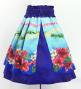 Hula Double Shantung Pa'u Skirt with Hibiscus Print / Luxury Collection / Blue / J3156bl