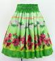 Hula Double Shantung Pa'u Skirt with Hibiscus Print / Luxury Collection / Green / J3156gr
