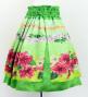 Hula Double Shantung Pa'u Skirt with Hibiscus Print / Luxury Collection / Green / J3156gr