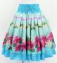 Hula Double Shantung Pa'u Skirt with Hibiscus Print / Luxury Collection / Light Blue / J3156lbl