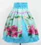 Hula Double Shantung Pa'u Skirt with Hibiscus Print / Luxury Collection / Light Blue / J3156lbl