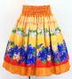 Hula Double Shantung Pa'u Skirt with Hibiscus Print / Luxury Collection / Orange / J3156or