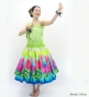 Hula Blouse & Double Pa'u Set-Up with Lehua Print / Luxury Collection / J3164-2
