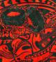 Hula Shantung Pa'u Skirt with Musical instrument & Kahiko Print / Luxury Collection / Black & Red / J3165bkrd