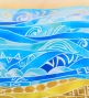 Hula Shantung Pa'u Skirt with Kahiko & Sea Print / Luxury Collection / J3167lbl