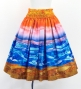 Hula Shantung Pa'u Skirt with Kahiko & Sea Print / Luxury Collection / J3167or