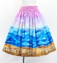 Hula Shantung Pa'u Skirt with Kahiko & Sea Print / Luxury Collection / J3167pi