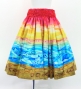 Hula Shantung Pa'u Skirt with Kahiko & Sea Print / Luxury Collection / J3167rd