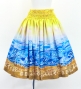 Hula Shantung Pa'u Skirt with Kahiko & Sea Print / Luxury Collection / J3167ye