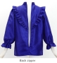 Hula Yoke Frill Blouse with Shantung / Royal Blue / J3169rbl