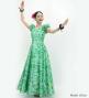 Hula Long Dress with Hawaiian Flower Print / Luxury Collection / Green / J3176gr