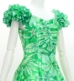 Hula Long Dress with Hawaiian Flower Print / Luxury Collection / Green / J3176gr