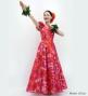 Hula Long Dress with Hawaiian Flower Print / Luxury Collection / Red / J3176rd