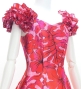 Hula Long Dress with Hawaiian Flower Print / Luxury Collection / Red / J3176rd