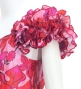 Hula Long Dress with Hawaiian Flower Print / Luxury Collection / Red / J3176rd