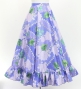 Hula Long Frill Shantung Circular Skirt with Lokelani Print / Purple / J3183