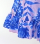 Hula Long Frill Shantung Circular Skirt with Protea Print / Pink & Blue / J3184