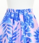 Hula Long Frill Shantung Circular Skirt with Protea Print / Pink & Blue / J3184