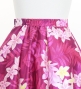 Hula Long Frill Shantung Circular Skirt with Plumeria Lei Print / Red Purple / J3186
