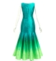 Hula Long Gradation Dress / Luxury Collection / Turquoise Blue  & Light Green / J3191tbllgr