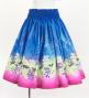 Hula Shantung Pa'u Skirt with Kukui Flower & Kukui Nut Lei Print / Luxury Collection / Blue / J3193bl