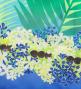 Hula Shantung Pa'u Skirt with Kukui Flower & Kukui Nut Lei Print / Luxury Collection / Green / J3193gr