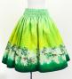 Hula Shantung Pa'u Skirt with Kukui Flower & Kukui Nut Lei Print / Luxury Collection / Light Green / J3193lgr