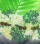 Hula Shantung Pa'u Skirt with Kukui Flower & Kukui Nut Lei Print / Luxury Collection / White / J3193wh