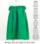 Hula Blouse & Pa'u Set-Up with Kukui Flower & Kukui Nut Lei Print / Luxury Collection / Green / J3194gr