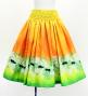Hula Blouse & Pa'u Set-Up with Kukui Flower & Kukui Nut Lei Print / Luxury Collection / Orange / J3194or