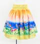 Hula Double Shantung Pa'u Skirt with Hawaiian Flower & Sea Print / Luxury Collection / J3195-4