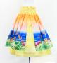 Hula Double Shantung Pa'u Skirt with Hawaiian Flower & Sea Print / Luxury Collection / J3195-4