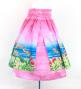 Hula Double Shantung Pa'u Skirt with Hawaiian Flower & Sea Print / Luxury Collection / J3195-2
