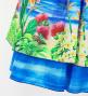 Hula Blouse & Double Pa'u Set-Up with Hawaiian Flower & Sea Print / Luxury Collection / J3196-7