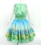 Hula Blouse & Double Pa'u Set-Up with Hawaiian Flower & Sea Print / Luxury Collection / J3196-5
