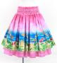 Hula Blouse & Double Pa'u Set-Up with Hawaiian Flower & Sea Print / Luxury Collection / J3196-2