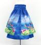 Hula Blouse & Double Pa'u Set-Up with Hawaiian Flower & Sea Print / Luxury Collection / J3196-8