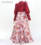 Hula Yoke Frill Balloon Sleeve Blouse with Shantung / Dark Red 2 / J3197drd2