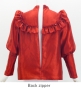 Hula Yoke Frill Balloon Sleeve Blouse with Shantung / Dark Red 2 / J3197drd2