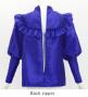 Hula Yoke Frill Balloon Sleeve Blouse with Shantung / Royal Blue / J3197rbl