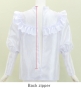 Hula Yoke Frill Balloon Sleeve Blouse with Shantung / White / J3197wh
