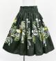 Hula Shantung Pa'u Skirt with Tiare & Kahiko Print / Luxury Collection / Black / J3198bk