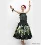 Hula Blouse & Pa'u Set-Up with Tiare & Kahiko Print / Luxury Collection / Black / J3199bk