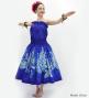 Hula Blouse & Pa'u Set-Up with Tiare & Kahiko Print / Luxury Collection / Blue / J3199bl
