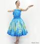 Hula Blouse & Pa'u Set-Up with Tiare & Kahiko Print / Luxury Collection / Light Blue / J3199lbl