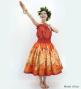 Hula Blouse & Pa'u Set-Up with Tiare & Kahiko Print / Luxury Collection / Orange / J3199or