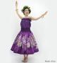 Hula Blouse & Pa'u Set-Up with Tiare & Kahiko Print / Luxury Collection / Purple / J3199pu