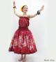 Hula Blouse & Pa'u Set-Up with Tiare & Kahiko Print / Luxury Collection / Red / J3199rd