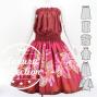 Hula Blouse & Pa'u Set-Up with Tiare & Kahiko Print / Luxury Collection / Red / J3199rd